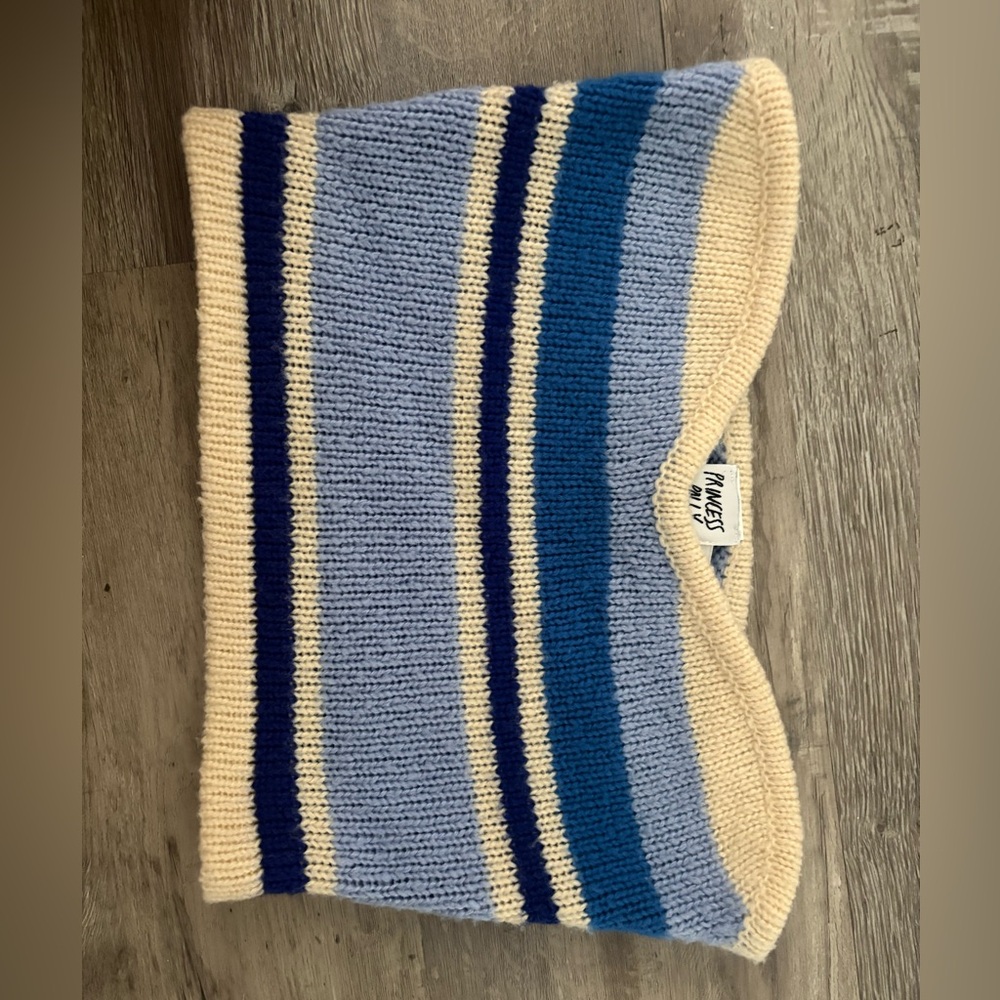 Princess Polly Blue and Cream Knit tube top